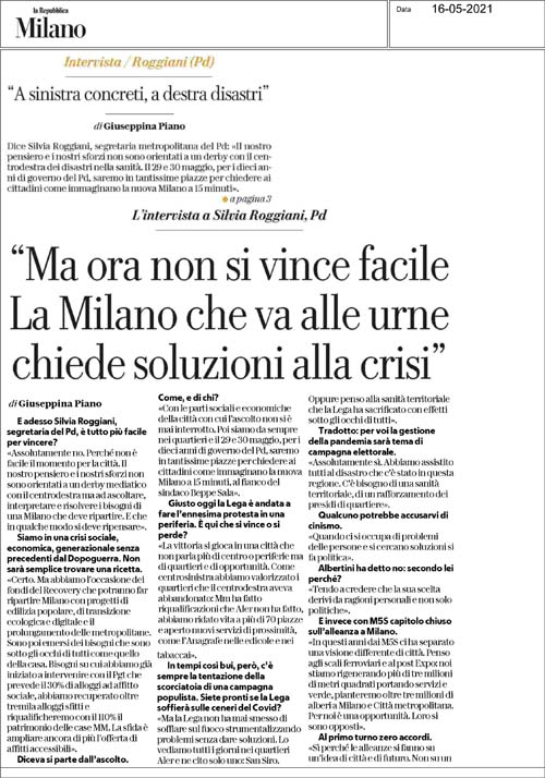 Repubblica 16 maggio 2021